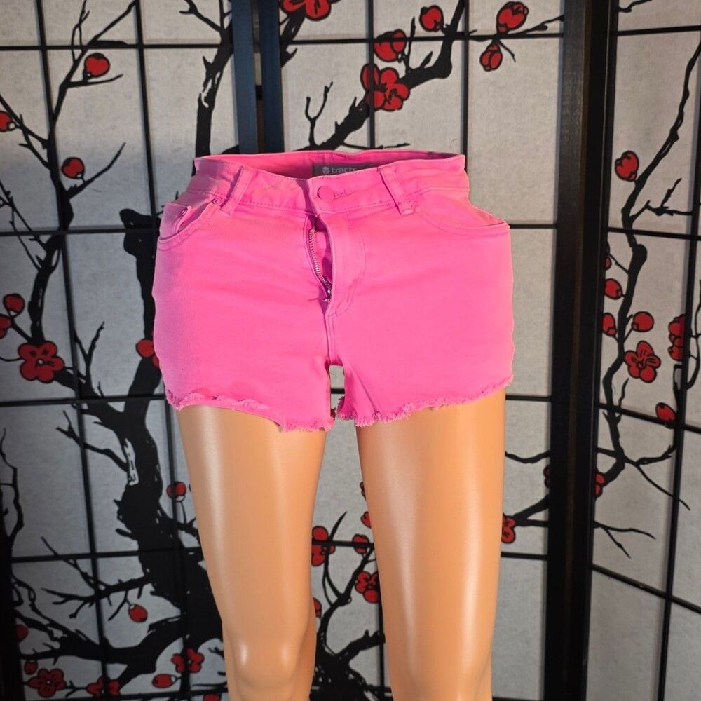 💖 Tractr Neon Pink Cut Off Shorts Girls 12 Denim Frayed Summer Shorts